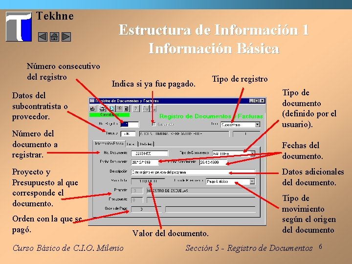 Tekhne Número consecutivo del registro Estructura de Información 1 Información Básica Indica si ya