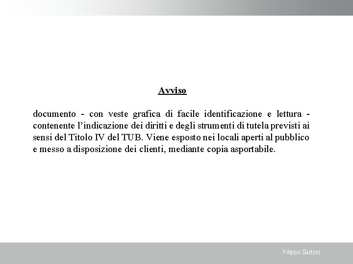 Avviso documento - con veste grafica di facile identificazione e lettura contenente l’indicazione dei