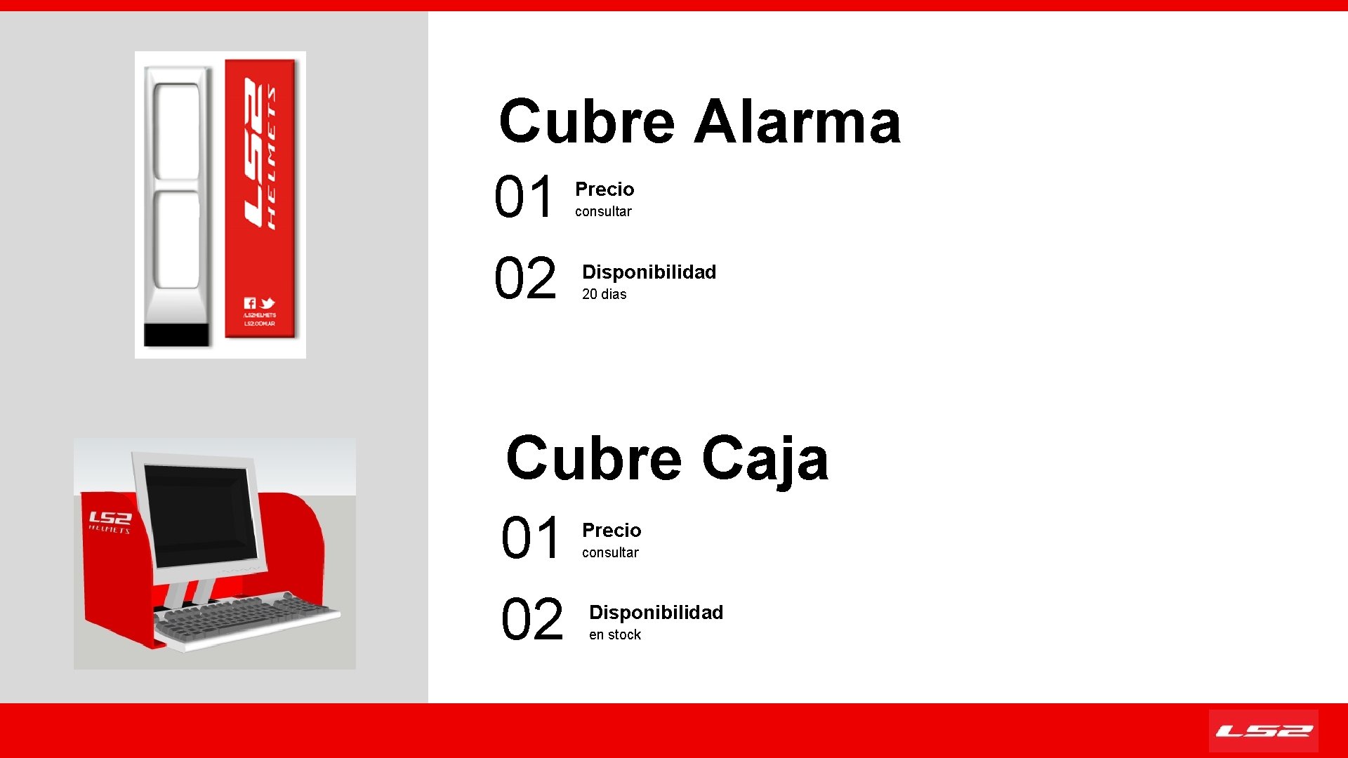 Cubre Alarma 01 02 Precio consultar Disponibilidad 20 dias Cubre Caja 01 02 Precio