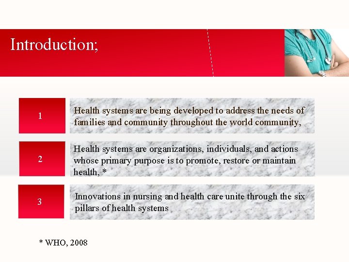 Introduction; 1 Health systems are being developed to address the needs of families and