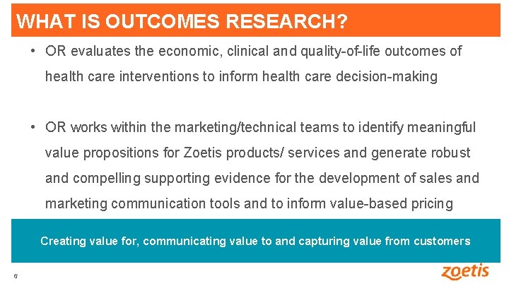 WHAT IS OUTCOMES RESEARCH? • OR evaluates the economic, clinical and quality-of-life outcomes of