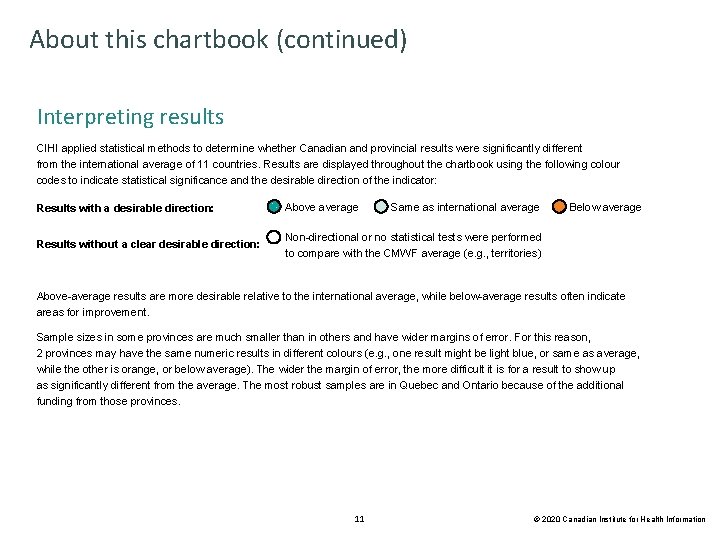 About this chartbook (continued) Interpreting results CIHI applied statistical methods to determine whether Canadian