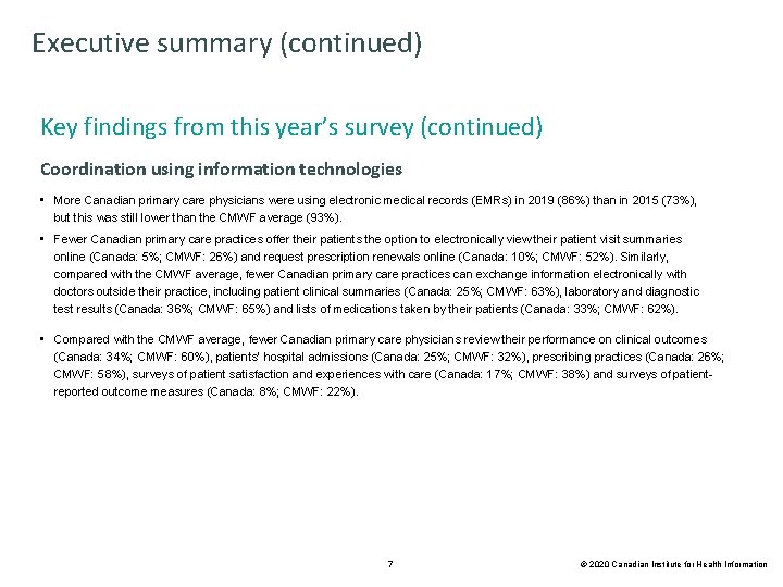 Executive summary (continued) Key findings from this year’s survey (continued) Coordination using information technologies