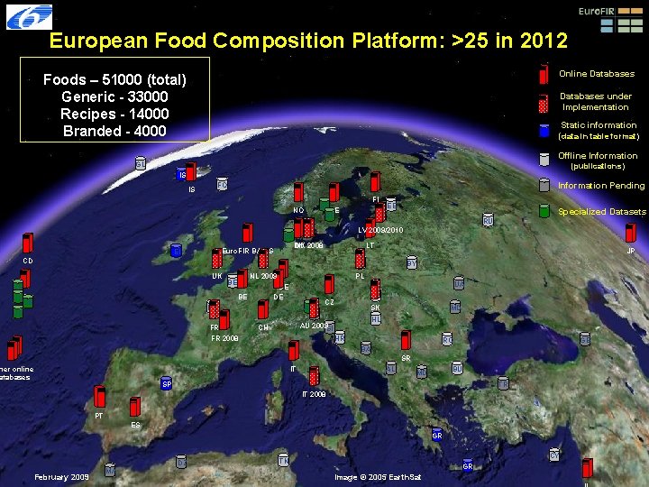 European Food Composition Platform: >25 in 2012 Online Databases Foods – 51000 (total) Generic