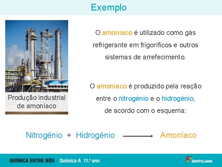 Exemplo O amoníaco é utilizado como gás refrigerante em frigoríficos e outros sistemas de
