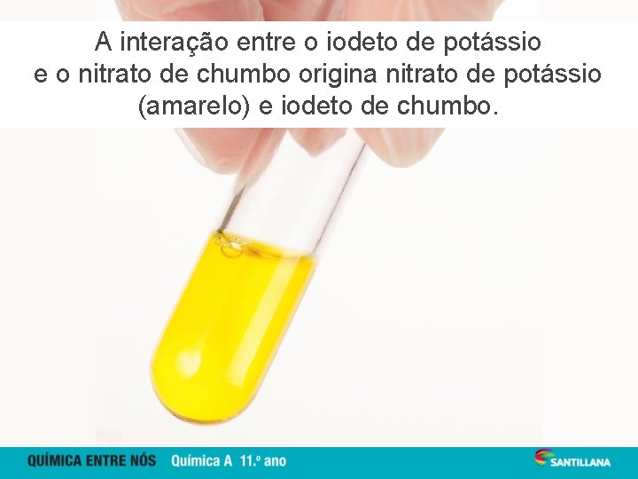 A interação entre o iodeto de potássio e o nitrato de chumbo origina nitrato