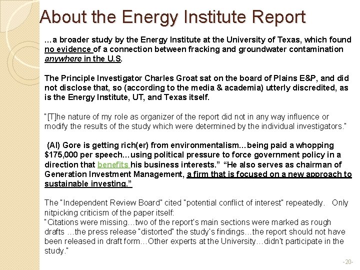 About the Energy Institute Report …a broader study by the Energy Institute at the