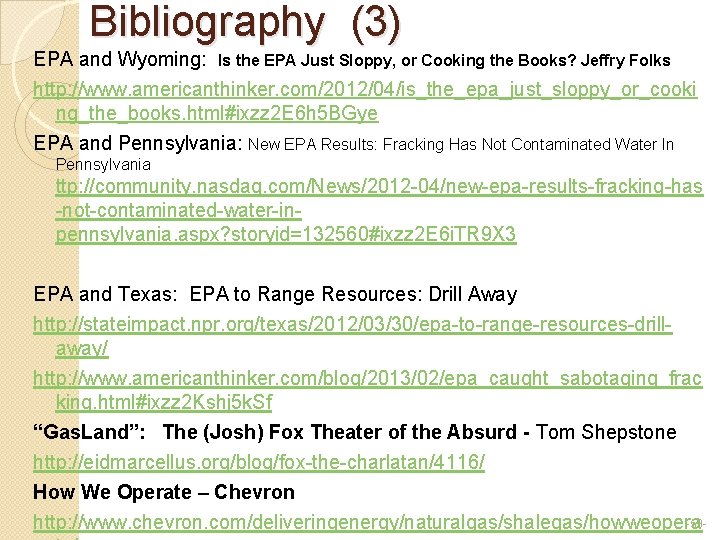 Bibliography (3) EPA and Wyoming: Is the EPA Just Sloppy, or Cooking the Books?