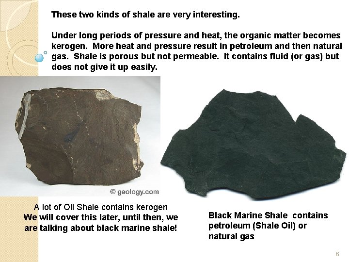 These two kinds of shale are very interesting. Under long periods of pressure and