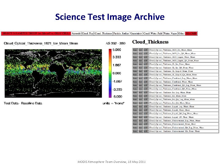 Science Test Image Archive MODIS Atmosphere Team Overview, 18 May 2011 