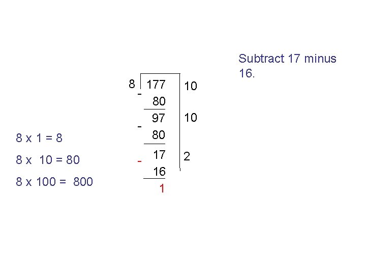8 x 1=8 8 x 10 = 80 8 x 100 = 800 8