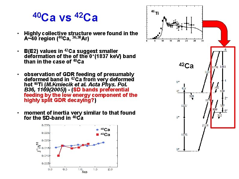 40 Ca vs 42 Ca • Highly collective structure were found in the A~40