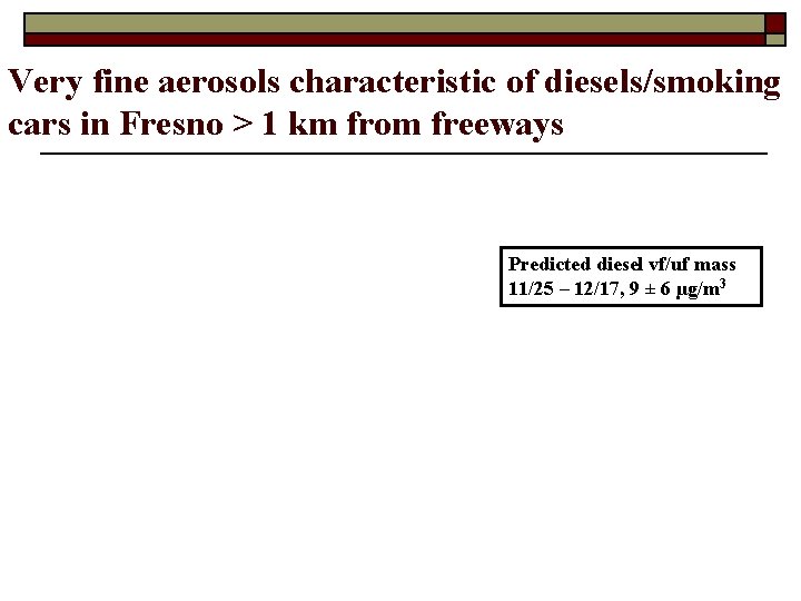 Very fine aerosols characteristic of diesels/smoking cars in Fresno > 1 km from freeways