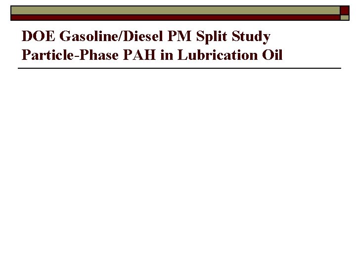 DOE Gasoline/Diesel PM Split Study Particle-Phase PAH in Lubrication Oil 