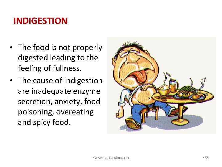 INDIGESTION • The food is not properly digested leading to the feeling of fullness.