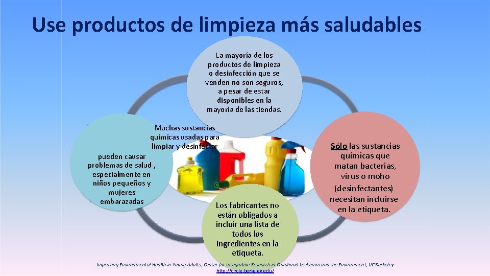 Use productos de limpieza más saludables La mayoría de los productos de limpieza o