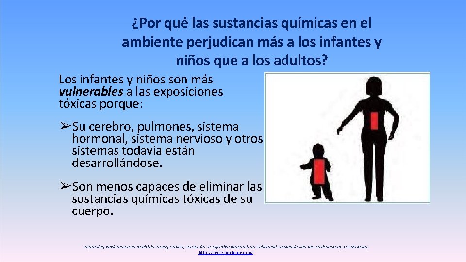 ¿Por qué las sustancias químicas en el ambiente perjudican más a los infantes y