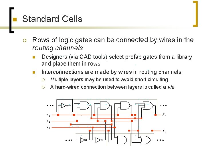 n Standard Cells ¡ Rows of logic gates can be connected by wires in n Standard Cells ¡ Rows of logic gates can be connected by wires in
