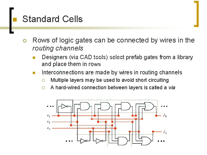 n Standard Cells ¡ Rows of logic gates can be connected by wires in