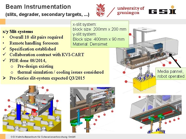 Beam Instrumentation (slits, degrader, secondary targets, . . . ) x-slit system: block size: