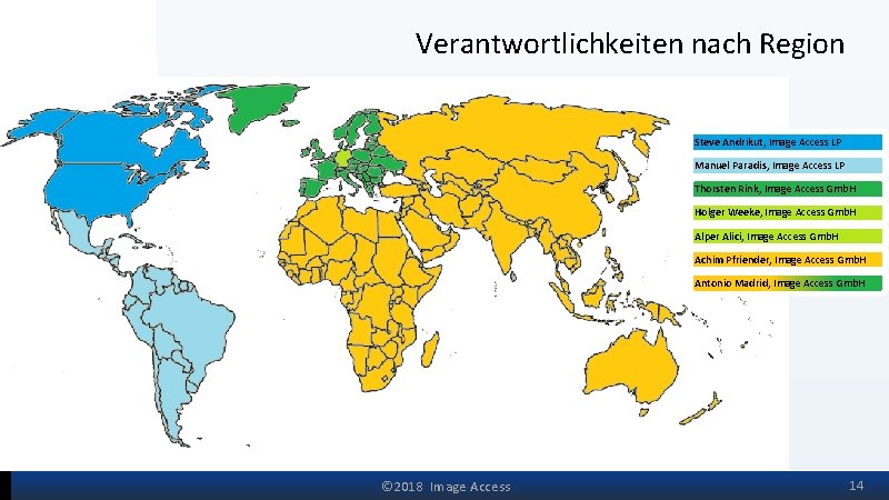 Verantwortlichkeiten nach Region Steve Andrikut, Image Access LP Manuel Paradis, Image Access LP Thorsten