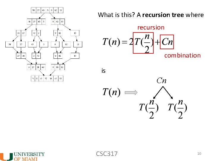 What is this? A recursion tree where recursion combination is Cn CSC 317 10