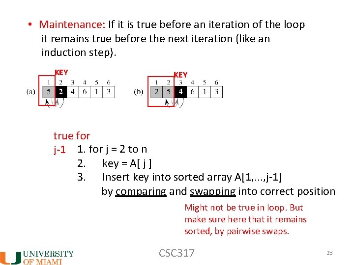  • Maintenance: If it is true before an iteration of the loop it