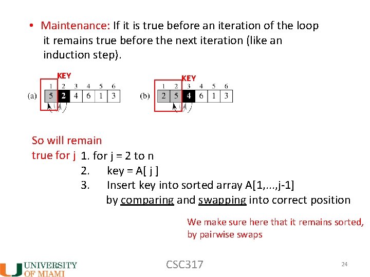  • Maintenance: If it is true before an iteration of the loop it