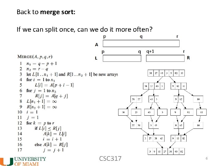 Back to merge sort: If we can split once, can we do it more