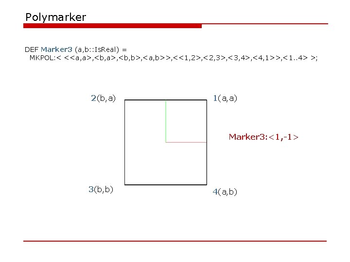 Polymarker DEF Marker 3 (a, b: : Is. Real) = MKPOL: < <<a, a>,