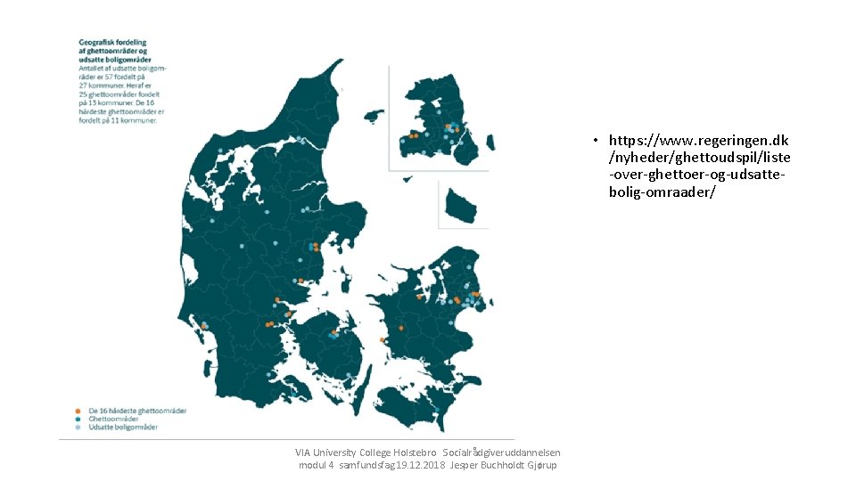  • https: //www. regeringen. dk /nyheder/ghettoudspil/liste -over-ghettoer-og-udsattebolig-omraader/ VIA University College Holstebro Socialrådgiveruddannelsen modul