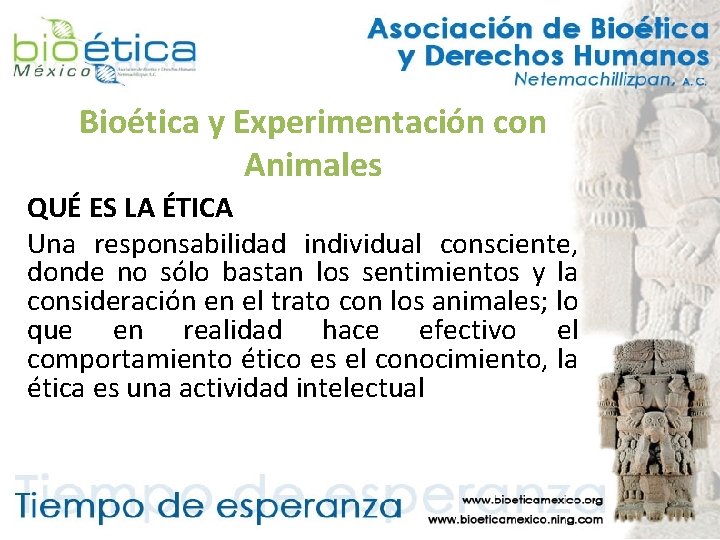 Bioética y Experimentación con Animales QUÉ ES LA ÉTICA Una responsabilidad individual consciente, donde