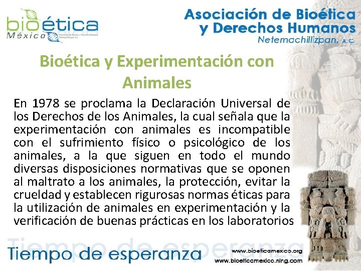 Bioética y Experimentación con Animales En 1978 se proclama la Declaración Universal de los