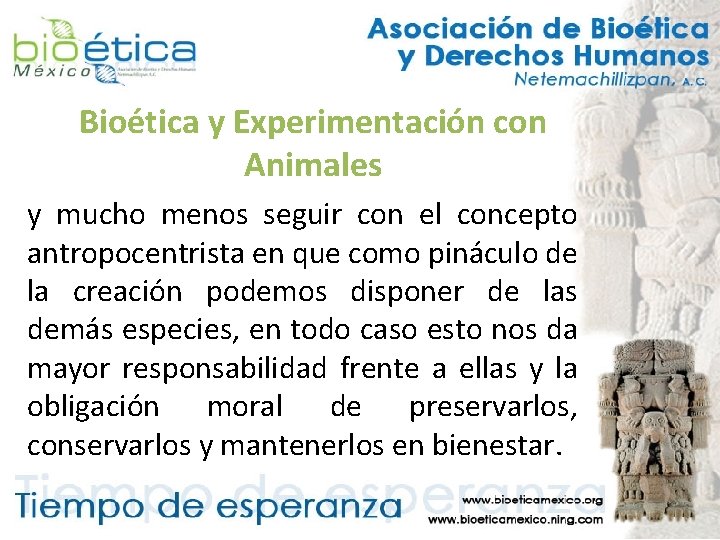 Bioética y Experimentación con Animales y mucho menos seguir con el concepto antropocentrista en