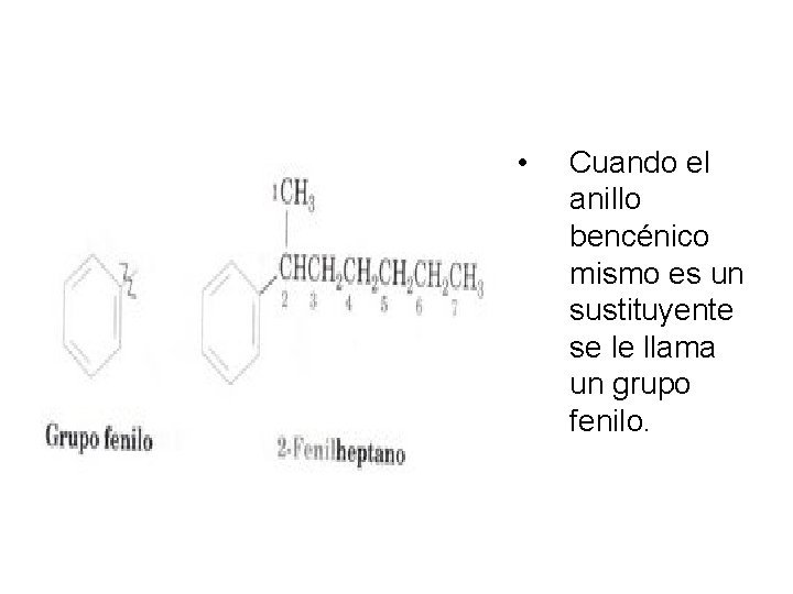  • Cuando el anillo bencénico mismo es un sustituyente se le llama un