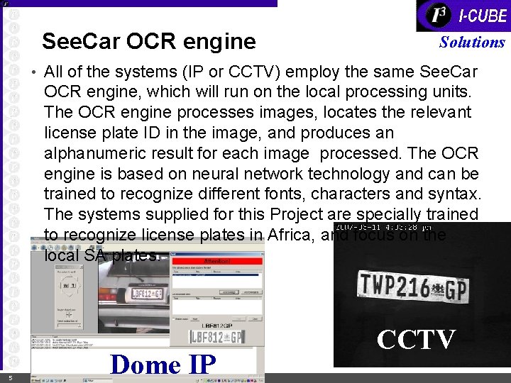 See. Car OCR engine • 5 Solutions All of the systems (IP or CCTV)