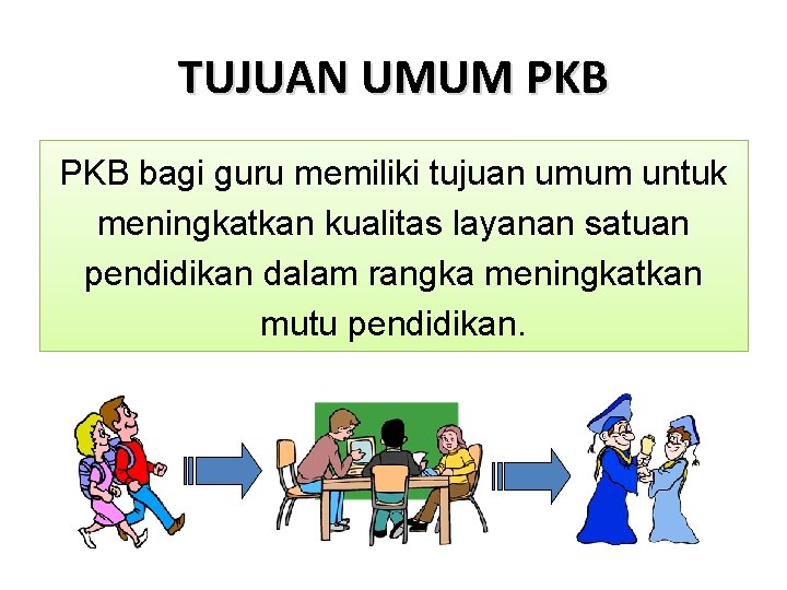 TUJUAN UMUM PKB bagi guru memiliki tujuan umum untuk meningkatkan kualitas layanan satuan pendidikan