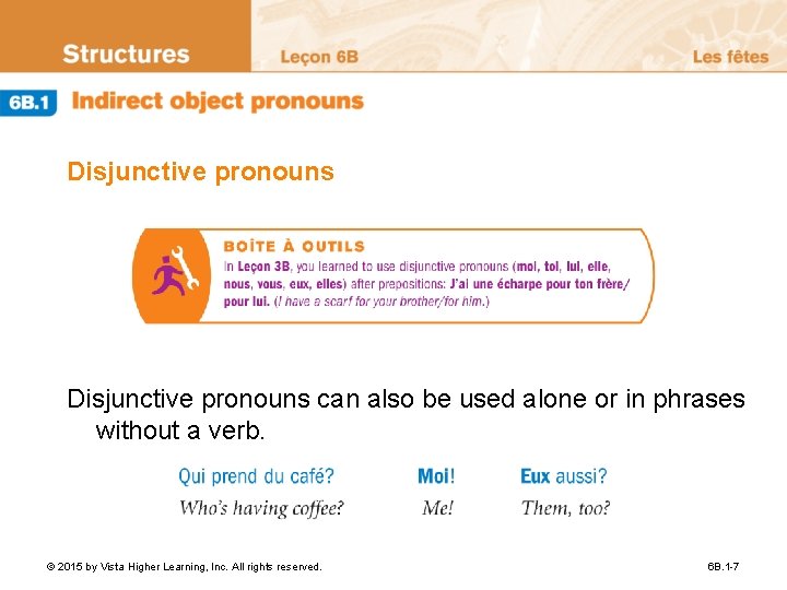 Disjunctive pronouns can also be used alone or in phrases without a verb. ©