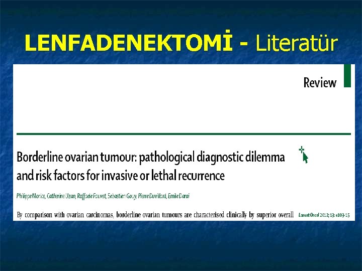 LENFADENEKTOMİ - Literatür 