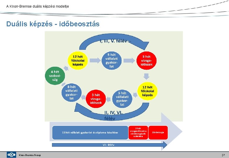 A Knorr-Bremse duális képzési modellje Duális képzés - időbeosztás Knorr-Bremse Group │7 