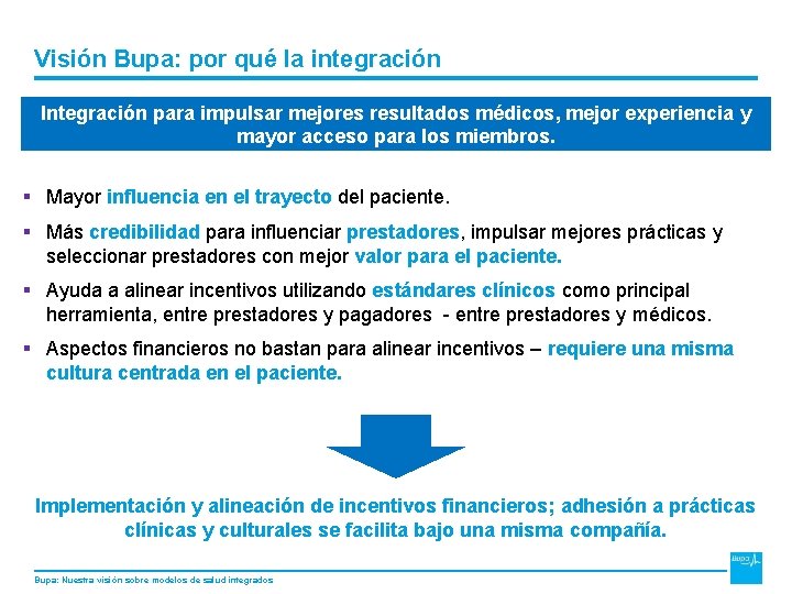 DRAFT Visión Bupa: por qué la integración Integración para impulsar mejores resultados médicos, mejor
