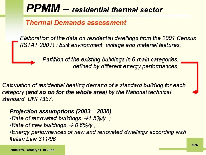 PPMM – residential thermal sector Thermal Demands assessment Elaboration of the data on residential