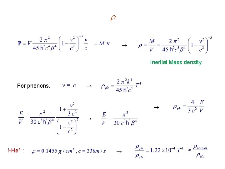  Inertial Mass density For phonons, l-He 4 : 