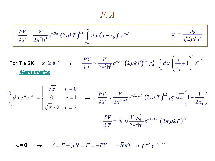 F, A For T ≤ 2 K Mathematica =0 
