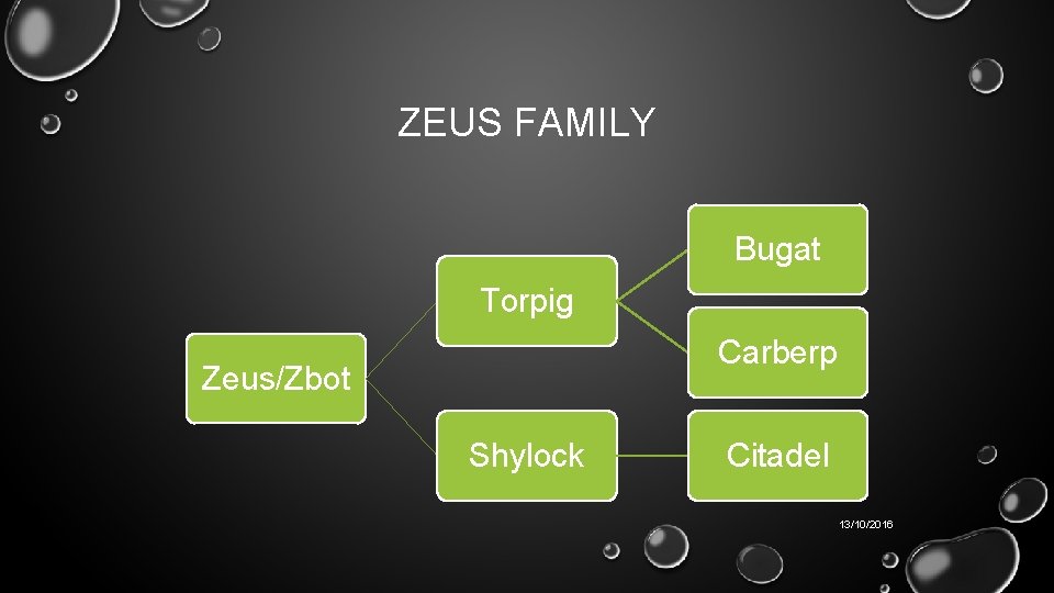 ZEUS FAMILY Bugat Torpig Carberp Zeus/Zbot Shylock Citadel 13/10/2016 