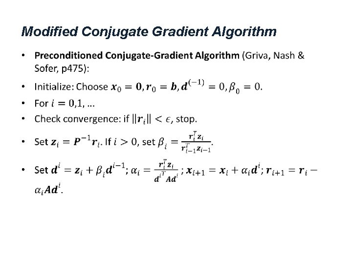 Modified Conjugate Gradient Algorithm • 