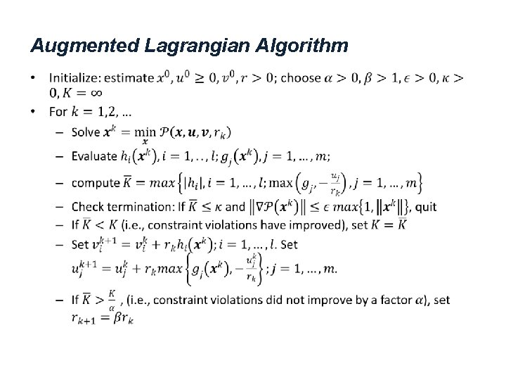 Augmented Lagrangian Algorithm • 