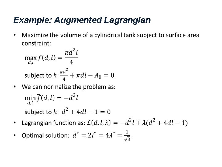 Example: Augmented Lagrangian • 