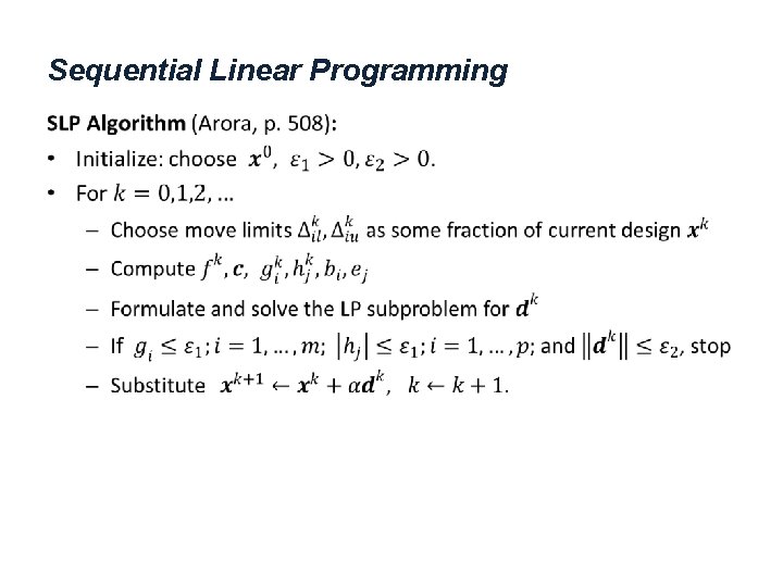 Sequential Linear Programming • 