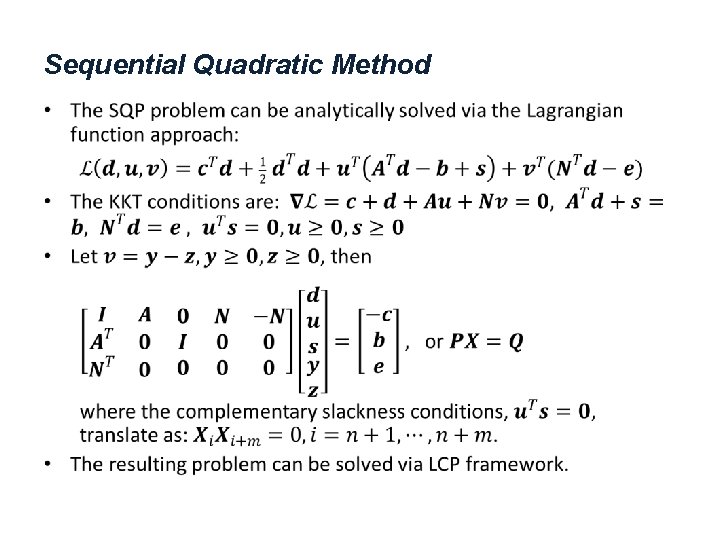 Sequential Quadratic Method • 